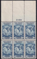 US 753 3¢ Byrd Farley Mint Positions No Gum VF Plate Block