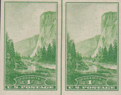 US 756 1¢ Yosemite Farley Mint Positions No Gum VF Horiz. Pair Vert. Ln.