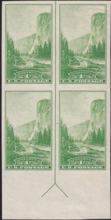 US 756 1¢ Yosemite Farley Mint Positions No Gum VF Top Or Bot. Arrow Block