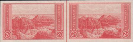 US 757 2¢ Grand Canyon Farley Mint Positions No Gum VF Horiz. Pair Vert. Ln.