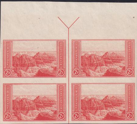 US 757 2¢ Grand Canyon Farley Mint Positions No Gum VF Top Or Bot. Arrow Block