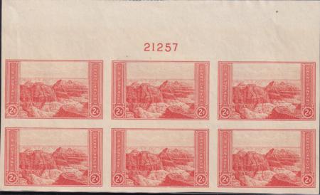 US 757 2¢ Grand Canyon Farley Mint Positions No Gum VF Plate Block
