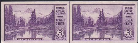 US 758 3¢ Mt. Rainier Farley Mint Positions No Gum VF Horiz. Pair Vert. Ln.