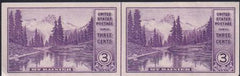 US 758 3¢ Mt. Rainier Farley Mint Positions No Gum VF Horiz. Pair Vert. Ln.