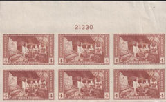 US 759 4¢ Mesa Verde Farley Mint Positions No Gum VF Plate Block