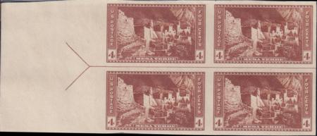 US 759 4¢ Mesa Verde Farley Mint Positions No Gum VF Left Or Right Arrow Block