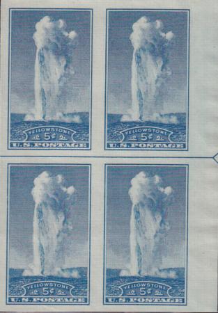 US 760 5¢ Yellowstone Farley Mint Positions No Gum VF Left Or Right Arrow Block