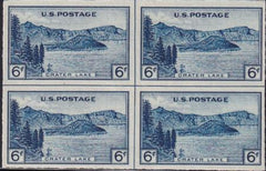 US 761 6¢ Crater Lake Farley Mint Positions No Gum VF Center Line Or Cross Gutter Block