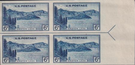 US 761 6¢ Crater Lake Farley Mint Positions No Gum VF Left Or Right Arrow Block