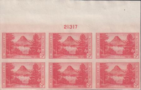 US 764 9¢ Glacier Farley Mint Positions No Gum VF Plate Block