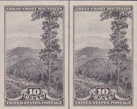 US 765 10¢ Great Smoky Farley Mint Positions No Gum VF VF Horiz. Pair Vert. Line