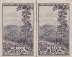 US 765 10¢ Great Smoky Farley Mint Positions No Gum VF VF Horiz. Pair Vert. Line