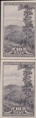 US 765 10¢ Great Smoky Farley Mint Positions No Gum VF Vert. Pair Horiz. Line