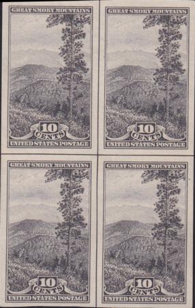 US 765 10¢ Great Smoky Farley Mint Positions No Gum VF Center Line Or Cross Line Gutter Block