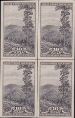 US 765 10¢ Great Smoky Farley Mint Positions No Gum VF Center Line Or Cross Line Gutter Block