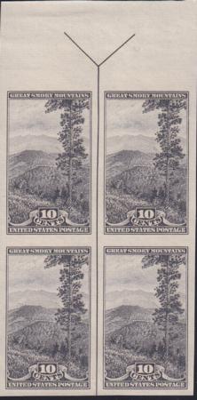 US 765 10¢ Great Smoky Farley Mint Positions No Gum VF Top Or Bot. Arrow Block