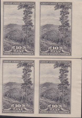 US 765 10¢ Great Smoky Farley Mint Positions No Gum VF Left Or Right Arrow Block
