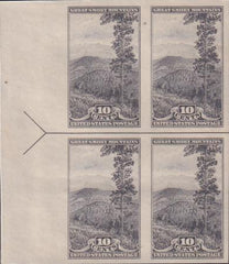 US 765 10¢ Great Smoky Farley Mint Positions No Gum VF Left Or Right Arrow Block