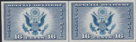 US 771 16¢ Special Delivery Farley Mint Positions No Gum VF Horiz. Pair Vert. Ln.