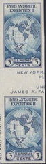 US 768a 3¢ Byrd S/S Farley Mint Positions No Gum VF Vert. Pair Horiz. Line