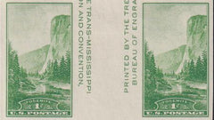 US 769a 1¢ Yosemite S/S Farley Mint Positions No Gum VF Horiz. Pair Vert. Line