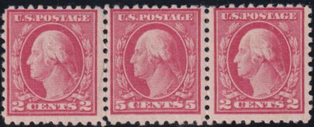 US 467 Washington / Franklin Mint LH F Center Stamp In Strip Of 3, APS Cert