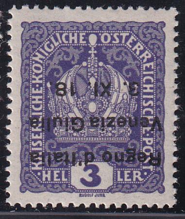 Austria - Italian Occ. N16 Mint NH XF Superb 1918 Inverted Ovpt. Marked With Position # From The Sheet