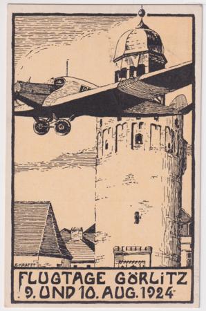 Germany 1924 First Flight Card Goerlitz Flight on Offical Postal Card