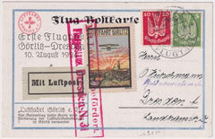 Germany 1924 First Flight Card Goerlitz to Dresden