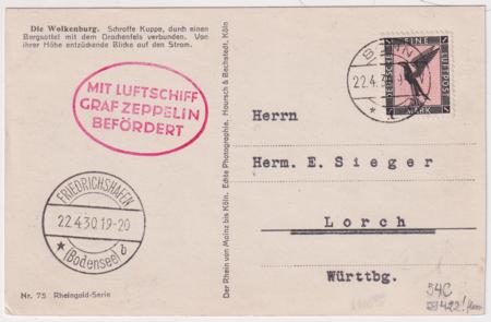 Germany 1930 Zeppelin Flight Card Bonn Flight with C32