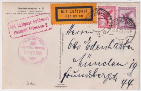 Germany 1929 Zeppelin Germany Flight on Photo Card