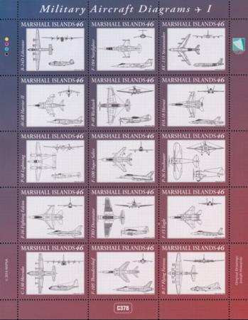 US 1072 Trust Territories Marshall Islands NH VF Military Aircraft Diagrams Sheets