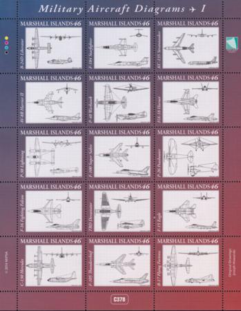 US 1072 Trust Territories Marshall Islands NH VF Military Aircraft Diagrams Sheets