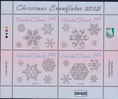 US 1128 Trust Territories Marshall Islands NH VF Christmas Snowflakes Sheet Of 4