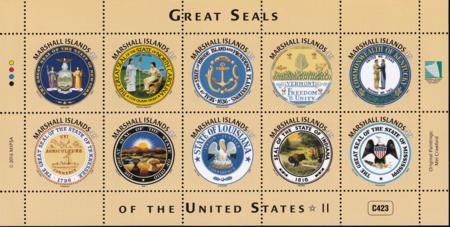 US 1135 Trust Territories Marshall Islands NH VF Great Seals Of 50 States Sheet 2; NY, etc