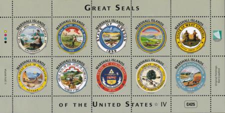 US 1137 Trust Territories Marshall Islands NH VF Great Seals Of 50 States Sheet 4; CA, etc