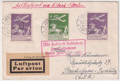 Denmark 1929 Early Airmail Cover from Copenhagen - Bratislava