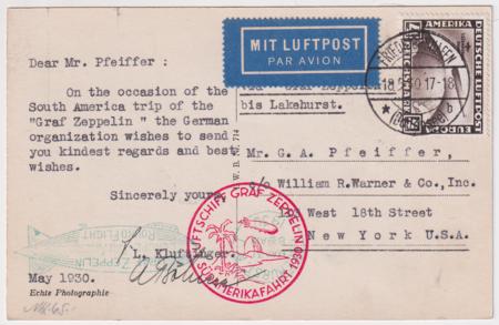 Germany 1930 Zeppelin South America Flight on PPC with C39