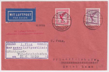 Germany 1929 First Flight Cover Stuttgart - Friedrichshafen