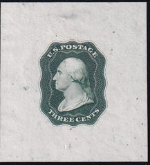 US Essays And Proof 11E13a Mint XF Washington Essay By Danforth, Bald + Co In Green On India, Re-engraved Die. Small Hinge Thin As Often With India Perfs Rare!