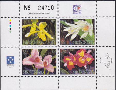 US 230 Trust Territories Micronesia NH VF UN Singapore '95 Orchids S/S
