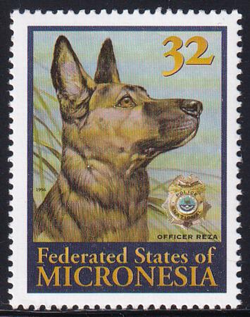 US 247 Trust Territories Micronesia NH VF Offier Reza, Police Dog