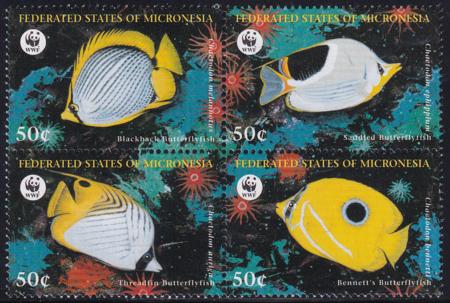 US 274 Trust Territories Micronesia NH VF WWF, Butterfly Fish