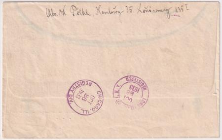 Germany 1933 Zeppelin Chicago Flight Cover with C43 + C44