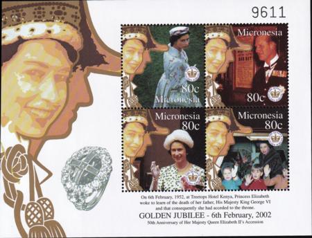 US 483 Trust Territories Micronesia NH VF Queen Eliz Golden Jubilee M/S