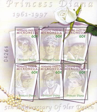 US 496 Trust Territories Micronesia NH VF Princess Diana M/S