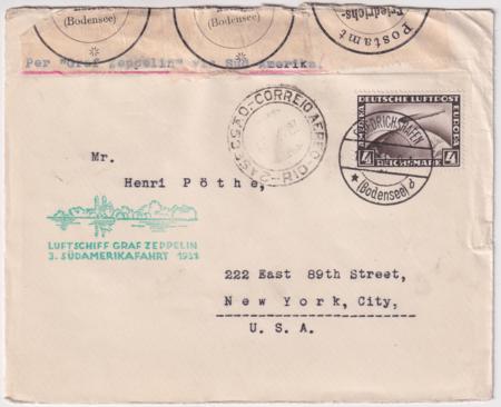 Germany 1931 3rd South America Zeppelin Flight with C37