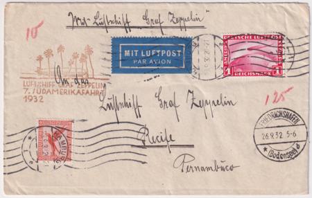 Germany 1932 7th South American. Flight Cover with C35