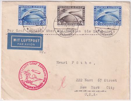 Germany 1930 South America  Pan Am Flight Covert  with C38 - C39