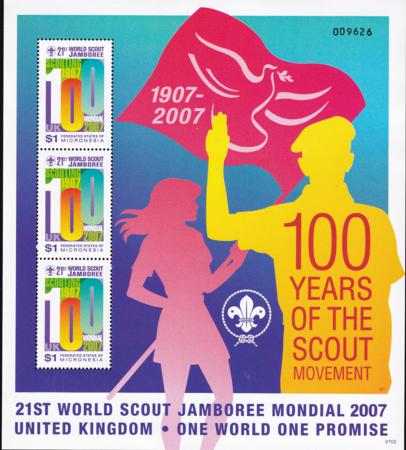 US 727a Trust Territories Micronesia NH VF Scout Centenary M/S Of 3